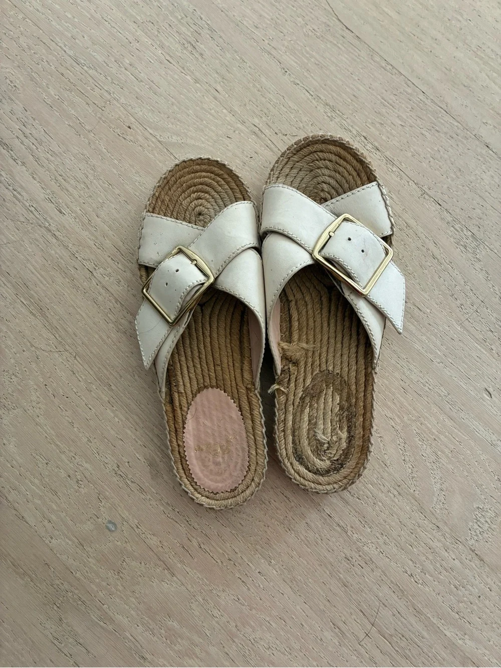 JCrew White Buckle Espadrille Slide Sandals